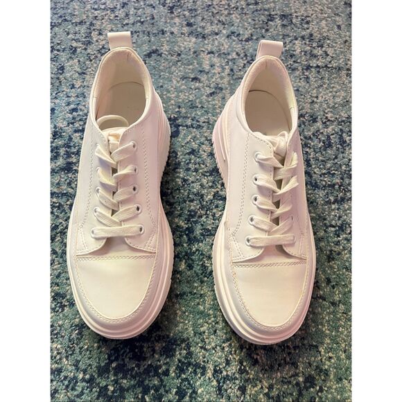 Princess Polly White Dylan Platform Sneakers Size 7 - Picture 3 of 8